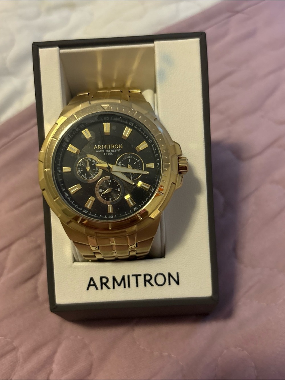 Armitron Gold and Black Men's Chronograph Bracelet Watch